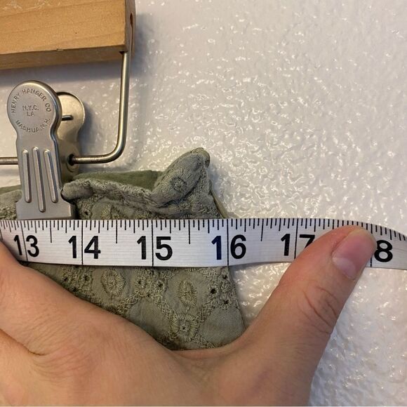 Fossil sage olive green lace eyelet bohemian cotton skirt- 6 Large - Picture 10 of 11